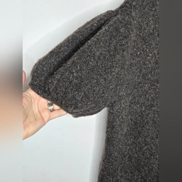 BCBG MaxAzria Cardigan Brown Wool Blend Puff Sleeves Button Medium - Picture 3 of 10